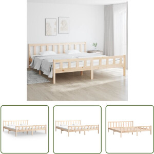 vidaXL Massief Hout Bed - Klassieke Bedframe - Bedframe zonder matras massief hout 160x200 cm - Grenenhout Bed - Twee Persoons Bed - Bruine Bed
