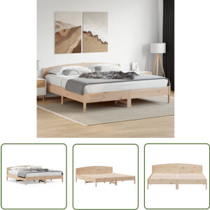 vidaXL Bed Frame 180x200 - Massief Grenenhout Bed Frame - Bedframe zonder matras massief grenenhout 180x200 cm - Houten Bed Frame - Bruine Bed Frame - Tweepersoons Bed Frame