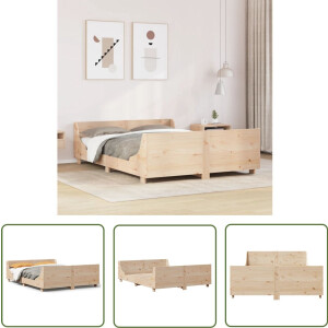 vidaXL Houten Bed - Massief Grenenhout Bedframe - Bedframe zonder matras massief grenenhout 120x190 cm - Bed 120x190 - Slaapkamerstijlen - Bruine Bedframe