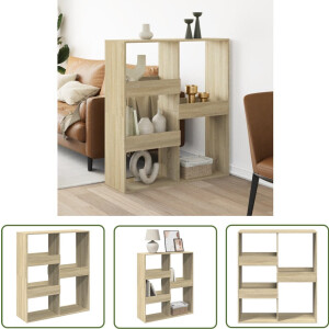 vidaXL Houten Kast - Boekenschrank - Kamerscherm 100x33x115 cm bewerkt hout sonoma eikenkleurig - Opbergsysteem - Kamerscherm - Sonoma Eiken