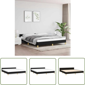 vidaXL Tweepersoons Bed - Bed Frame - Bedframe zonder matras stof zwart 160x200 cm - Boxspring Bed - Hoofdeinde Bed - Zwarte Bed