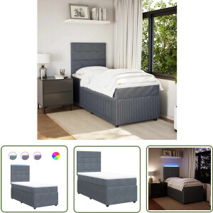 vidaXL Klikmechanisme - Dynamische Sleutel - Boxspring met matras fluweel donkergrijs 90x190 cm - Draaibare Kop - Inch-newton Meetwaarde - Gereedschapset