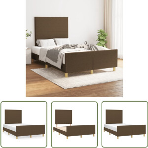 vidaXL Houten Bed - Bed Frame - Bedframe zonder matras 120x190 cm stof donkerbruin - Tweepersoonsbed - Bruine Bed - Stoffen Bed