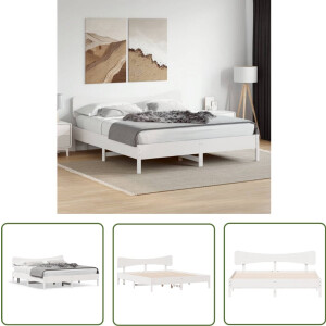 vidaXL Houten Bed - Bed Frame - Bedframe zonder matras massief grenenhout wit 160x200 cm - Massief Grenenhout - Bedbank - Tweepersoonsbed