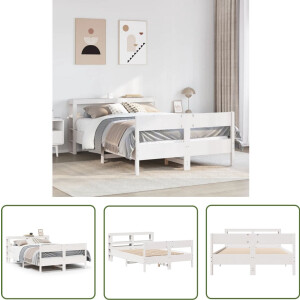 vidaXL Houten Bed - Bedframe - Bedframe zonder matras massief grenenhout wit 160x200 cm - Bed Met Opbergvakken - Slaapkamersdecoratie - Grenenhouten Bed