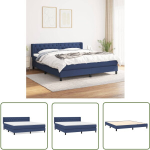 vidaXL Boxspring - Boxspringbed - Boxspring met matras stof blauw 160x200 cm - Bed - Slaapkamer - Tweepersoonsbed