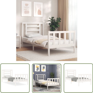 vidaXL Wit Bed Frame - Massief Grenenhouten Bed - Bedframe zonder matras massief grenenhout wit 90x200 cm - Bed Frame 90x200 - Tweepersoons Bed - Slaapcomfort