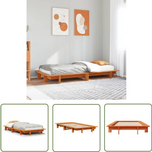 vidaXL Houten Bed - Bedframe - Bedframe zonder matras massief grenenhout wasbruin 90x200 cm - Grenen Hout - Bedbank - Tweepersoonsbed