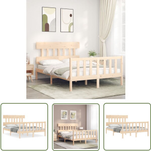 vidaXL Grenenhouten Bed Frame - Massief Grenenhouten Bed - Bedframe zonder matras massief grenenhout 140x200 cm - Houten Bed - Bed Kopen - Slaapcomfort