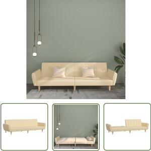 vidaXL 2 Persoons Bed - Slaapbank - Slaapbank 2-zits stof crèmekleurig - Lounge Sofa - Creme Kleurige Bank - Stoffen Bank