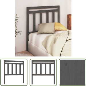 vidaXL Hoofdbord - 81x4x100 cm - Massief Grenenhout - Grijs Houten Hoofdbord - Hoofdeinde - Beddecoratie - Klassieke Stijl - Grijze Hoofdbord