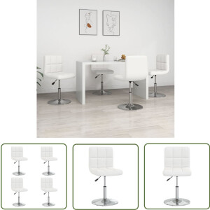 vidaXL Set Van 4 - Eettafelstoel - Eetkamerstoelen 4 st kunstleer wit - Witte Eetkamerstoel - Moderne Eetkamerstoel - Kunstleder Eetkamerstoel