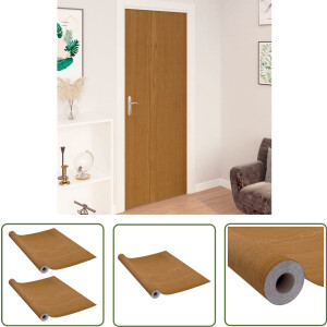 vidaXL Pvc Folie - Deurfolie - Deurfolies zelfklevend 2 st 210x90 cm PVC lichteikenkleurig - Lichteiken Kleur - Houten Look - Deurdecoratie