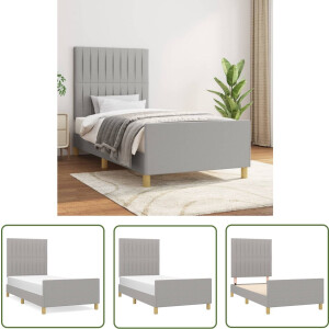 vidaXL Slaapcomfort - Bed Frame - Bedframe zonder matras 90x200 cm stof lichtgrijs - Houten Bed - Grijs Bed - Tweepersoons Bed