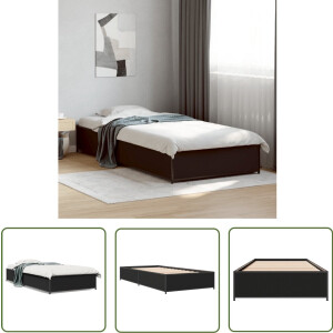 vidaXL Bed Frame - Slaapcomfort - Bedframe bewerkt hout en metaal zwart 90x200 cm - Houten Bed - Zwart Bed - Compact Bed