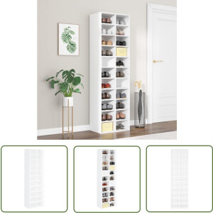 vidaXL Schoenuitlegger - Schoenenrek - Schoenenkast 54x34x183 cm bewerkt hout wit - Houten Schoenenkast - Wit Schoenenkast - Bergruimte Schoenen