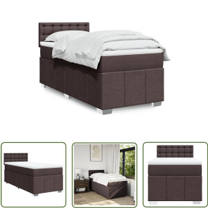 vidaXL Matras - Boxspring - Boxspring met matras stof donkerbruin 100x200 cm - Bed Frame - Donkere Bruine Kleuren - Pocketveers