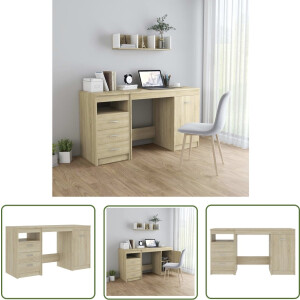 vidaXL Bureau - Escritorio - Bureau 140x50x76 cm bewerkt hout sonoma eikenkleurig - Tafel - Werken - Studeren