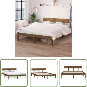vidaXL Houten Bed - Honingbruin Bed Frame - Bedframe massief grenenhout honingbruin 120x200 cm - Twee Persoons Bed - Massief Hout Bed - Grenenhout Bed