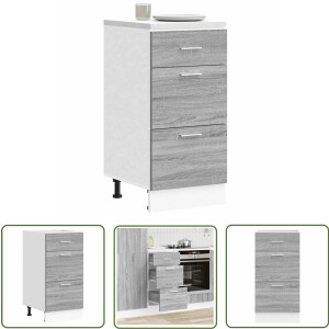 vidaXL Keukenopslag - Onderkasten - Onderkast Lyon 40x46x81,5 cm bewerkt hout grijs sonoma eikenkleurig - Grijze Onderkast - Houten Onderkast - Eiken Kleurige Onderkast