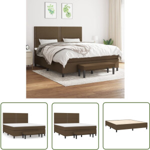 vidaXL Donkere Bruine Boxspring - Boxspringbed - Boxspring met matras stof donkerbruin 180x200 cm - Boxspring Met Hoofdbord - Pocketveer Matras - Tweepersoons Bed