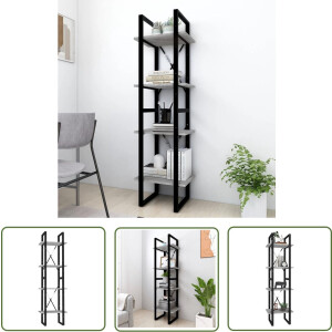 vidaXL Bibliotheek - Boekenkast - Boekenkast 4-laags 40x30x140 cm bewerkt hout grijs sonoma eiken - Opbergruimte - Houten Boekenkast - Grijze Boekenkast