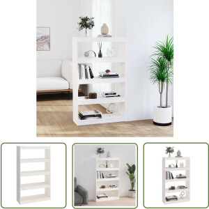 vidaXL Bibliotheek - Boekenkast - Boekenkast/kamerscherm 80x30x135,5 cm massief grenenhout wit - Houtmeubel - Grenenhout - Wit