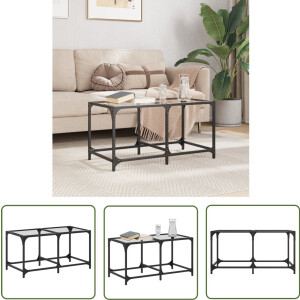 vidaXL Houten Salontafel - Salontafel - Salontafel met transparant glazen blad 78,5x40x40 cm staal - Transparante Salontafel - Design Salontafel - Living Room Table
