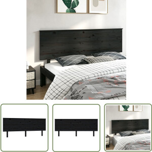 vidaXL Hoofdeinde - Hoofdboard - Hoofdbord 204x6x82,5 cm massief grenenhout zwart - Houten Hoofdbord - Zwarte Hoofdbord - Rustic Headboard