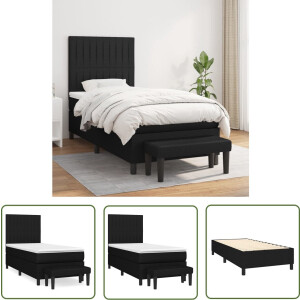 vidaXL Zwart Boxspring - Boxspringbed - Boxspring met matras stof zwart 80x200 cm - Boxspring Frame - Tweepersoons Bed - Pocketed Spring Mattress