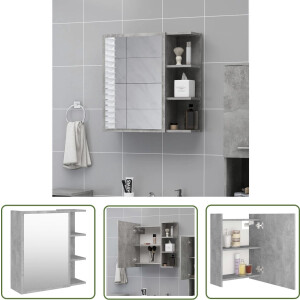 vidaXL Badkamerspiegels - Badkamermeubel - Badkamerspiegelkast 62,5x20,5x64 cm bewerkt hout betongrijs - Make-up Spiegel - Opslagoplossing - Houten Spiegelkast