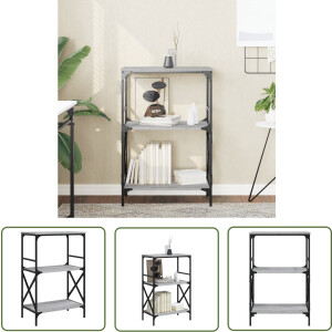 vidaXL Houten Boekenkast - Boekenkast - Boekenkast 4-laags 59x35x90,5 cm bewerkt hout grijs sonoma - Grijze Boekenkast - Bibliotheek Meubilair - Woonaccessoires