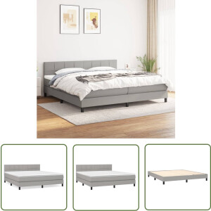 vidaXL Boxspring - Boxspringbed - Boxspring met matras stof lichtgrijs 180x200 cm - Slaapkamerinrichting - Tweepersoonsbed - Grijs Bed