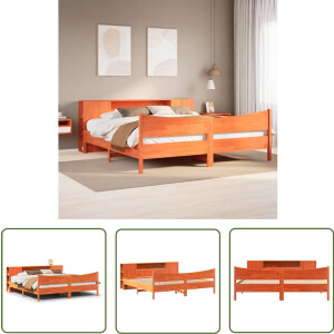 vidaXL Massief Hout - Bed Frame - Bedframe zonder matras massief grenenhout wasbruin 180x200 cm - Grenenhout - Bedbank - Slaapkamer