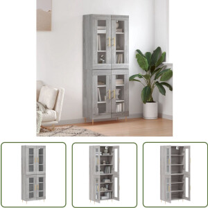 vidaXL Grijze Kast - Hoge Kast - Hoge kast 69,5x34x180 cm bewerkt hout grijs sonoma eikenkleurig - Houten Kast - Opslagkast - Kledingkast