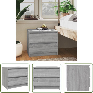 vidaXL Bijzettafel - Nachtkastje - Nachtkastje 50x39x43,5 cm bewerkt hout grijs sonoma eikenkleur - Slaapkamervloer - Houten Meubilair - Grijze Meubels