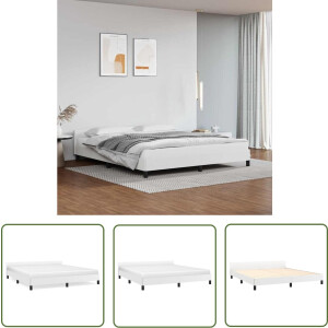 vidaXL Kunstleder Bed - Bedframe - Bedframe met hoofdeinde zonder matras 160x200 cm wit - Tweepersoons Bed - Boxspring Bed - Wit Bed