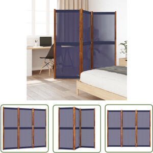 vidaXL Scheidingswand - Kamerscherm - Kamerscherm met 3 panelen 210x180 cm donkerblauw - Privacy Scherm - Interieurdecoratie - Acacia Hout