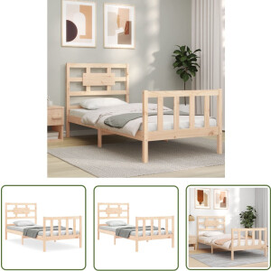 vidaXL Bed Frame - Massief Grenenhouten Bed - Bedframe zonder matras massief grenenhout 90x200 cm - Houten Bed - Tweepersoons Bed - Slaapcomfort