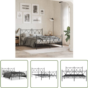 vidaXL Bed Frame Zwart - Metalen Bed Frame - Bedframe met hoofd- en voeteneinde metaal zwart 137x190 cm - Staal Bed Frame - King Size Bed Frame - Boxspring Bed Frame