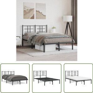 vidaXL Bed Met Hoofdbord - Metalen Bed Frame - Bedframe met hoofdbord metaal zwart 120x200 cm - Zwarte Bed - Staal Bed Frame - Boxspring Bed