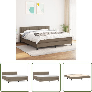 vidaXL Boxspring - Boxspringbed - Boxspring met matras stof taupe 160x200 cm - Tweepersoonsbed - Bed Frame - Stapelbed