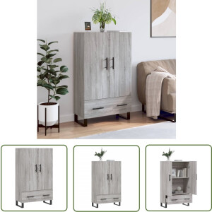 vidaXL Grijze Kast - Hoge Kast - Hoge kast 69,5x31x115 cm bewerkt hout grijs sonoma eikenkleurig - Houten Kast - Salontafel - Opslagoplossing