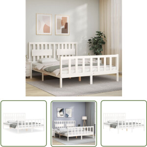 vidaXL Grenenhout Bed - Massief Hout Bed - Bedframe zonder matras massief grenenhout wit 160x200 cm - Wit Bed - Boxspring Frame - Stapelbare Bed
