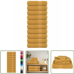vidaXL Katoenen Handdoeken - Badhanddoeken - Badhanddoeken 10 st 100x150 cm 360 g/m² 100% katoen goudkleurig - Złote Ręczniki - Badstof - Hotel Handdoeken