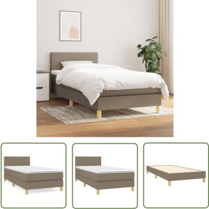 vidaXL Boxspring - Boxspringbed - Boxspring met matras stof taupe 90x200 cm - Tweepersoonsbed - Pocketed Spring Mattress - Medium Firm Mattress