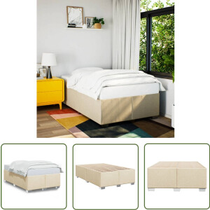 vidaXL Houten Bedframe - Bed Frame - Bedframe zonder matras 120x190 cm stof crèmekleurig - Tweepersoons Bed - Boxspring Bed - Creme Kleurig Bed