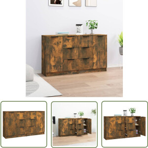 vidaXL Kast - Dressoirs - Dressoirs 2 st 60x30x70 cm bewerkt hout gerookt eikenkleurig - Houten Dressoirs - Bruine Dressoirs - Vintage Dressoirs