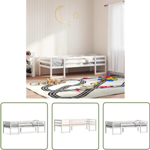 vidaXL Grenenhouten Bed - Kinderbed - Kinderbedframe massief grenenhout wit 90x190 cm - Kids Bed - Baby Bed - Kinderkamer Decoratie