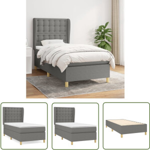 vidaXL Pocketvering - Boxspringbed - Boxspring met matras stof donkergrijs 80x200 cm - Slaapcomfort - Duurzaam - Comfortabel